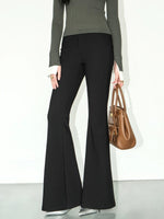 Load image into Gallery viewer, Trumpet Flare Stretch Trousers in Black