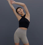 Load image into Gallery viewer, Padded Cross Over Halter Top in Black