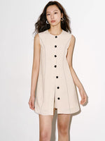 Load image into Gallery viewer, Tencel Mini Vest Dress // Shorts Set in Beige