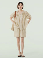 Load image into Gallery viewer, Crepe Blouson Top + Shorts Set