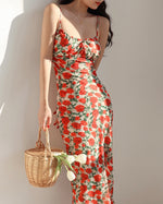 Load image into Gallery viewer, Scarlette Floral Drop Back Maxi Dress in Orange