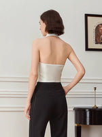 Load image into Gallery viewer, Tailored Collar Halter Vest in White