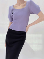 Load image into Gallery viewer, Ribbed Puff Sleeve Top in Purple