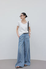 Load image into Gallery viewer, Tencel Blend Flare Line Leg Jeans in Blue