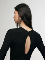 Load image into Gallery viewer, Flute Sleeve Stretch Dress in Black