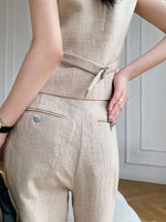 Load image into Gallery viewer, Linen Tuxedo Vest in Khaki