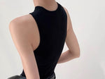 Load image into Gallery viewer, Deep Cut Knit Tank in Black