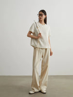 Load image into Gallery viewer, Light Tweed Pankou Fray Top in Cream