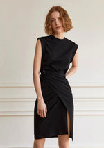 Load image into Gallery viewer, Sleeveless Boxy Wrap Dress in Black