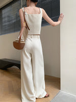 Load image into Gallery viewer, Tailored Sleeveless Button Tweed Top in Cream
