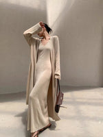 Load image into Gallery viewer, Knitted Maxi Sleeveless Dress in Kahki