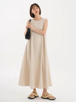Load image into Gallery viewer, Button Back Tank Pocket Maxi Dress in Beige