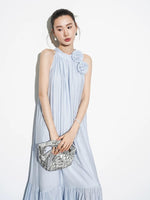 Load image into Gallery viewer, Rose Detail Tent Maxi Dress in Blue