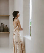 Load image into Gallery viewer, Drop Back Lace Maxi Dress in Cream
