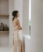 Load image into Gallery viewer, Drop Back Lace Maxi Dress in Cream