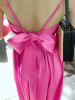 Load image into Gallery viewer, Drop Back Ribbon Tie Cutout Dress in Pink