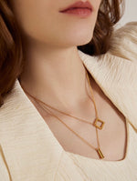 Load image into Gallery viewer, Double Chain Square Pendant Necklace