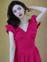 Load image into Gallery viewer, Puff Sleeve Pocket Maxi Dress in Hot Pink
