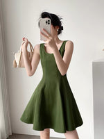Load image into Gallery viewer, Sleeveless Flare Mini Dress in Green