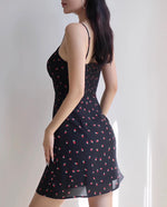 Load image into Gallery viewer, Boysenberry Printed Mini Dress in Black