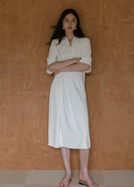 Load image into Gallery viewer, Mandarin Knot Shift Dress in Cream