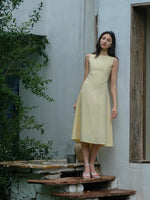 Load image into Gallery viewer, Boatneck Tailored Dress in Yellow
