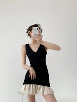 Load image into Gallery viewer, Contrast Hem Mini Dress in Black