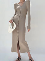 Load image into Gallery viewer, Button Cardigan Dress in Latte