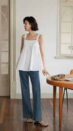 Load image into Gallery viewer, Flare Pleat Babydoll Top in White