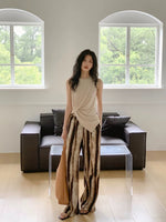Load image into Gallery viewer, Sleeveless Drape Shirring Top in Beige