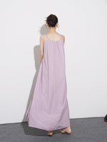 Load image into Gallery viewer, Crepe Tent Pocket Maxi Dress in Purple
