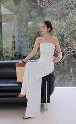 Load image into Gallery viewer, Linen Blend Gathered Bustier Top // Trousers // Maxi Skirt Set in White
