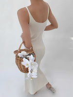 Load image into Gallery viewer, Braid Knit Tank Maxi Dress in White