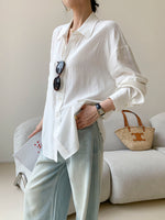 Load image into Gallery viewer, Cotton Linen Shirt + Shorts Set in White
