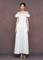 Load image into Gallery viewer, Tori Off Shoulder Bubble Maxi Dress in White