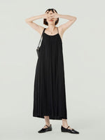 Load image into Gallery viewer, Fine Pleated Cami Maxi Dress in Black