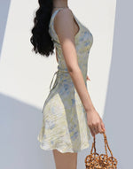 Load image into Gallery viewer, Tencel Blend Floral Sleeveless Mini Dress in Yellow