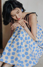 Load image into Gallery viewer, Polka Tie Strap Maxi Dress in Blue/Cream