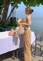 Load image into Gallery viewer, Printed Slit Tie Trousers in Orange