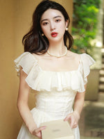 Load image into Gallery viewer, Tencel Blend 2-Way Ruffle Dress in Cream