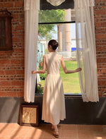 Load image into Gallery viewer, A-Line Flare Cheongsam Dress in Cream