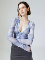 Load image into Gallery viewer, Karlie Sheer Hand Detailed Top in Blue