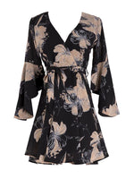 Load image into Gallery viewer, Floral Flare Mini Wrap Dress in Navy