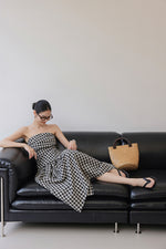 Load image into Gallery viewer, Gingham Bustier Top // Maxi Skirt Set in Black/White