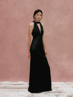 Load image into Gallery viewer, Drop Back Cutout Gown in Black