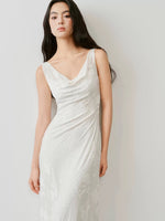 Load image into Gallery viewer, Embossed Floral Stretch Gown in White