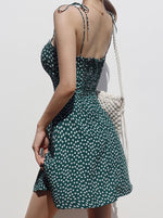 Load image into Gallery viewer, Mimi Floral Tie Strap Mini Dress in Green