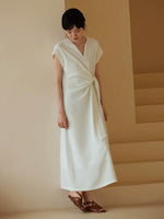 Load image into Gallery viewer, 2-Way Textured Tie Dress in White