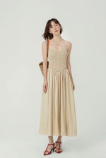 Load image into Gallery viewer, Textured Bodice Pocket Cami Dress in Khaki