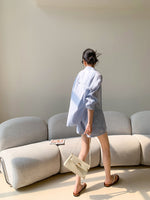 Load image into Gallery viewer, Tencel Shirt + Shorts Set in Blue